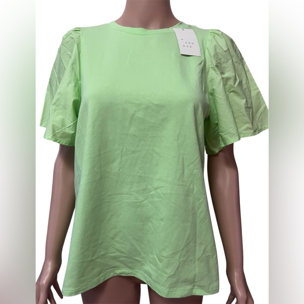 CLEAR LIME Puff Sleeve Top